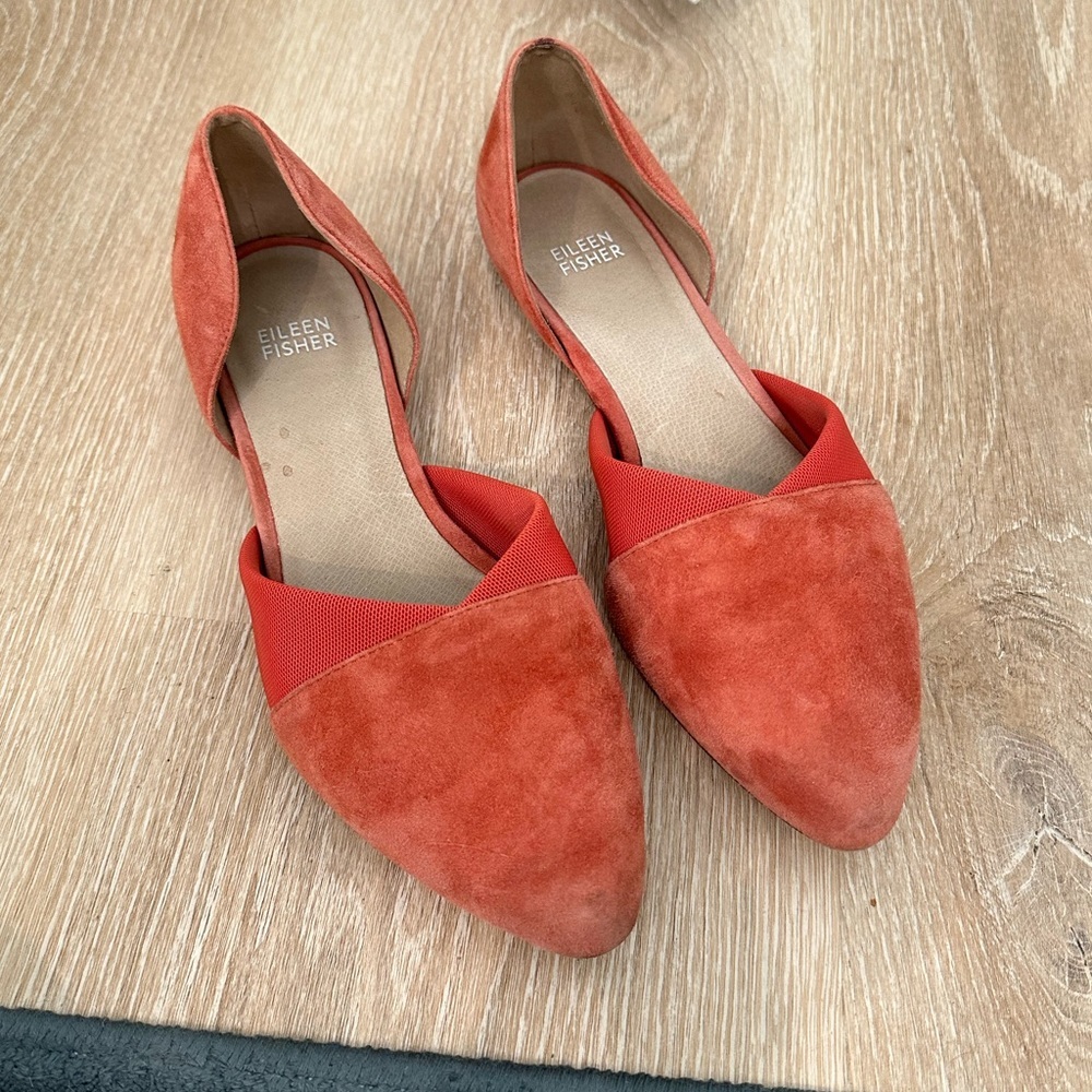 Eileen‎ Fisher Asha-Su Suede Pink Flats in Spice, size 8